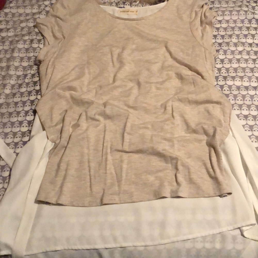Tan and white top